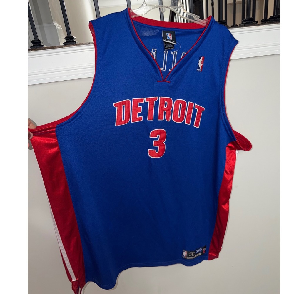 Reebok Detroit Pistons Ben Wallace 3‎ NBA Jersey Blue Mens 56 2XL